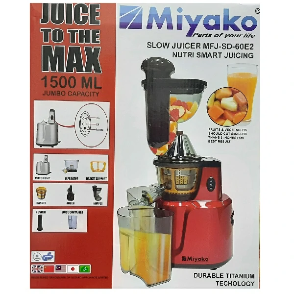 Miyako MFJ-SD-60E2 স্লো জুসার মেশিন, 1500ml