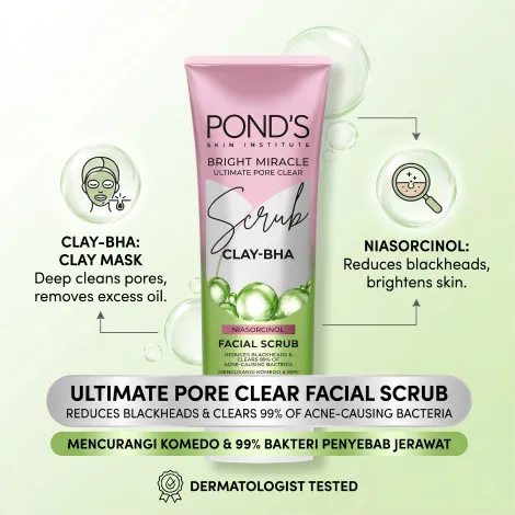 Pond's ব্রাইট আল্টিমেট মিরাকল পোর ক্লিয়ার ক্লে BHA ফেসিয়াল স্ক্রাব 100g