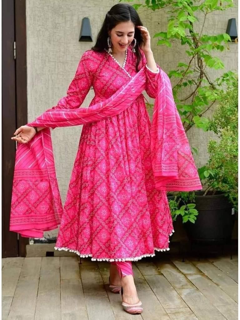 Women's Printed Linen Three Piece with Butterfly Salwar