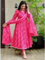 Women's Printed Linen Three Piece with Butterfly Salwar