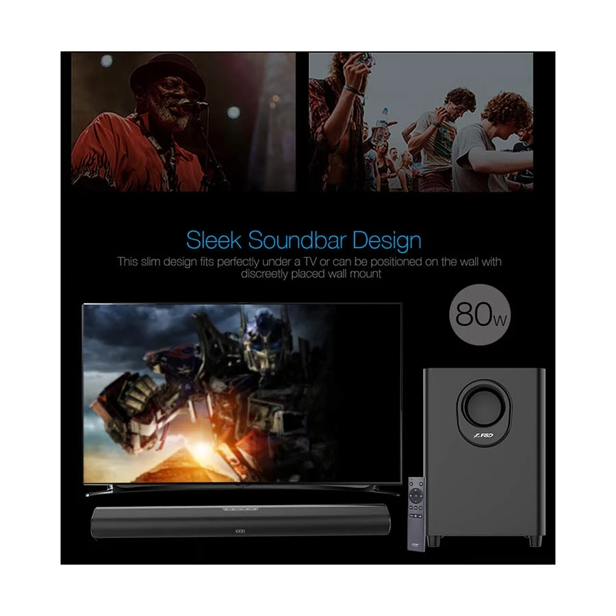 F&D HT-330 2.1 Channel Bluetooth Soundbar with Wired Subwoofer