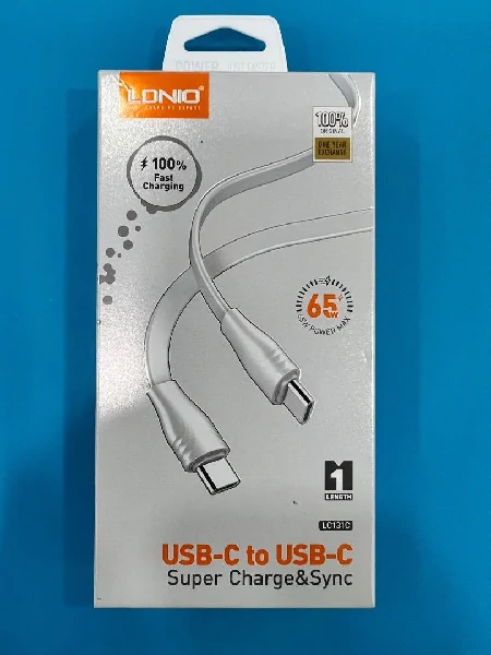 এলডিএনআইও LC131C USB-C থেকে USB-C 65W দ্রুত চার্জিং ডেটা কেবল 1M