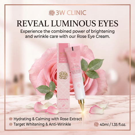 3W Clinic হোয়াইটেনিং অ্যান্টি-রিঙ্কেল রোজ আই ক্রিম 40ml