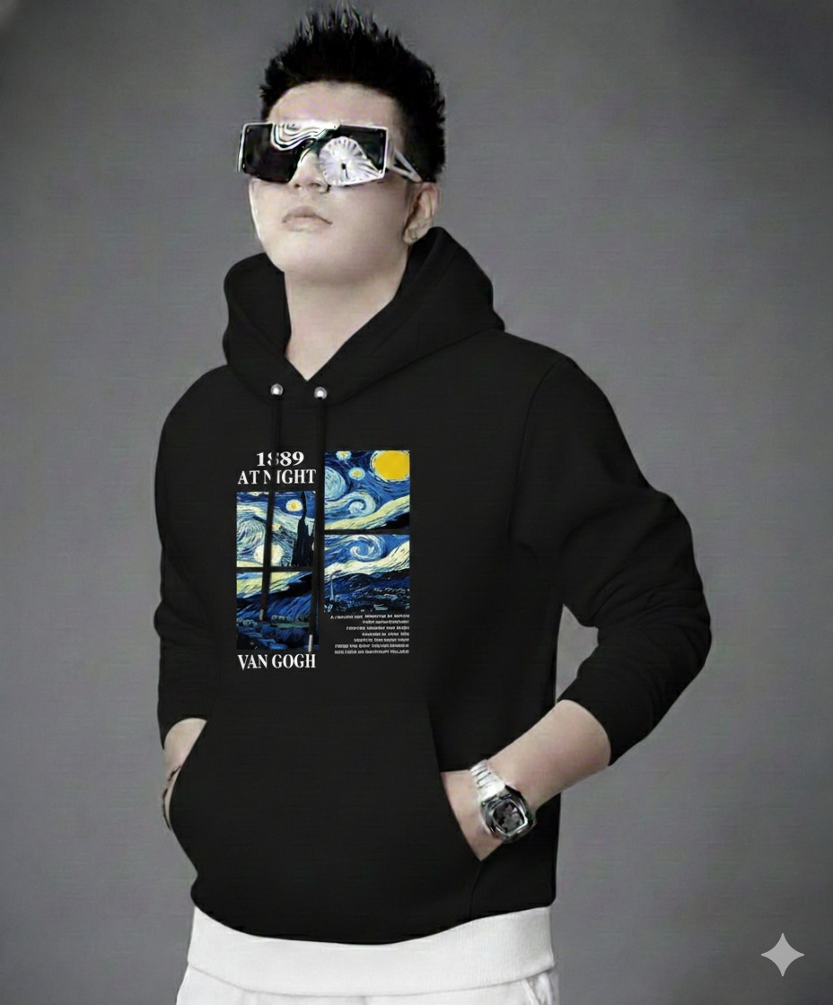 DTF Printed Drop Shoulder Cotton Hoodie, Chest 40 to 46 Inch
