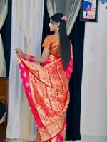 Soft Silk Katan Buti Saree with Jacquard Border, 6 Colours