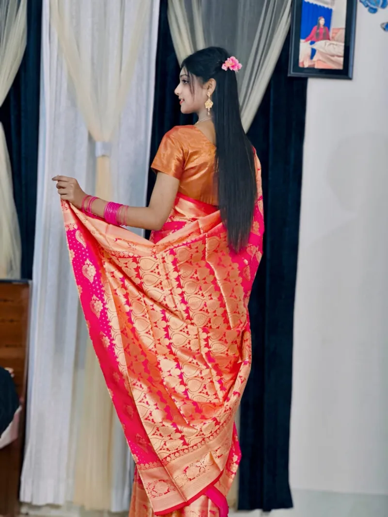 Soft Silk Katan Buti Saree with Jacquard Border, 6 Colours
