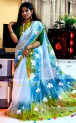 সব বয়সী মহিলাদের হ্যান্ড পেইন্টেড হাফ সিল্ক শাড়ি