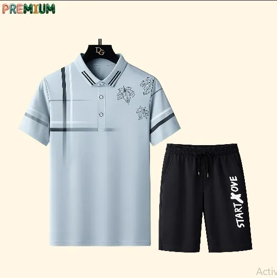 Men's Pure Cotton Polo Shirt and Half Pant Combo, 200 GSM
