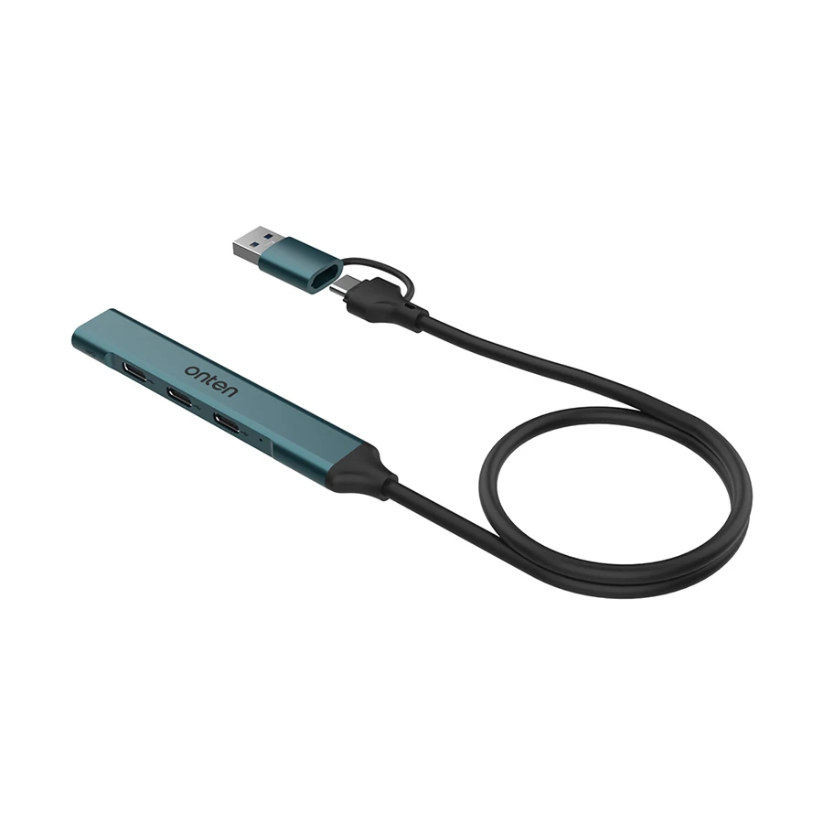 Onten OTN-UCA9703 USB-C & USB to 3 USB-C & USB Hub Crystal Teal