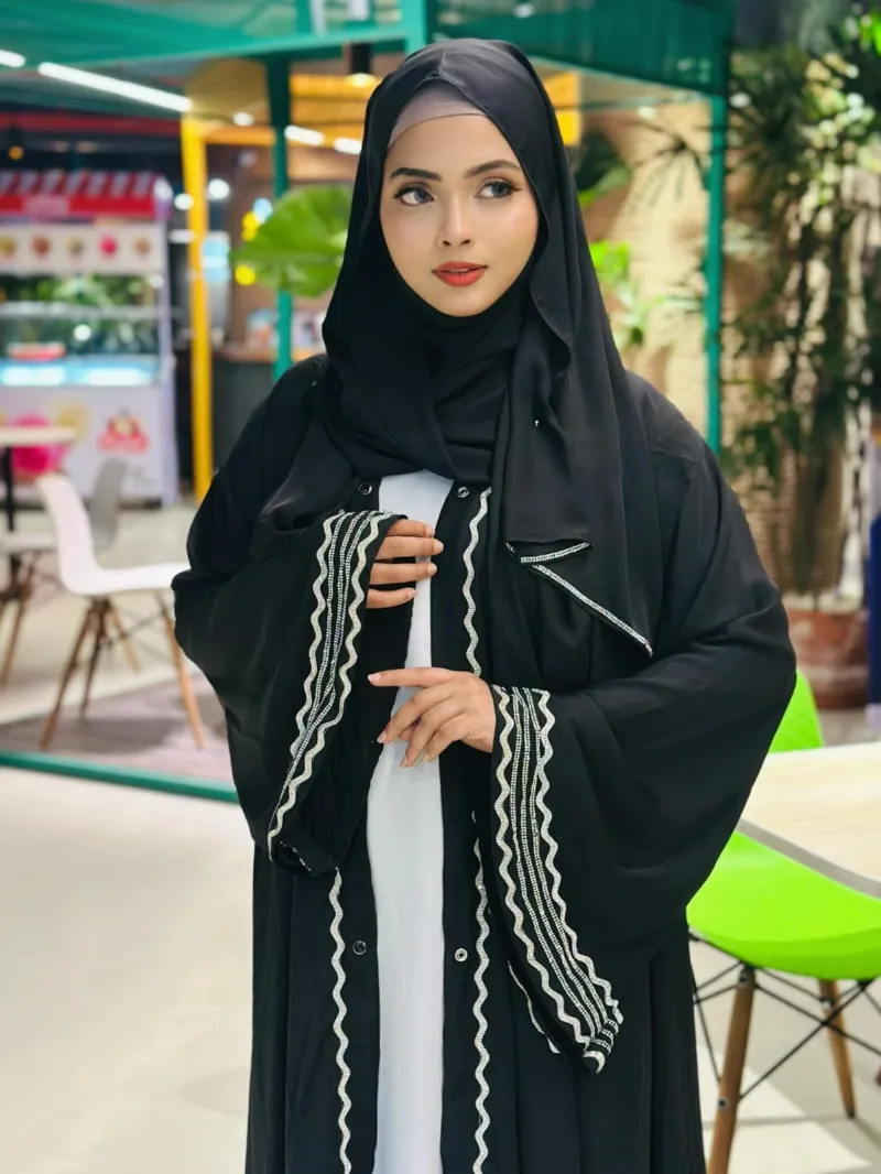 লেস আবায়া থ্রি-পিস সেট, ইনার, কোটি ও হিজাব