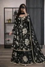 স্ক্রিন প্রিন্ট কটন গারারা থ্রি পিস, লেইস ওয়ার্ক, M ও L
