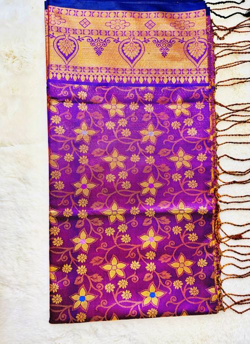 Zari and Gold Thread Katan Banarasi Saree without Blouse Piece