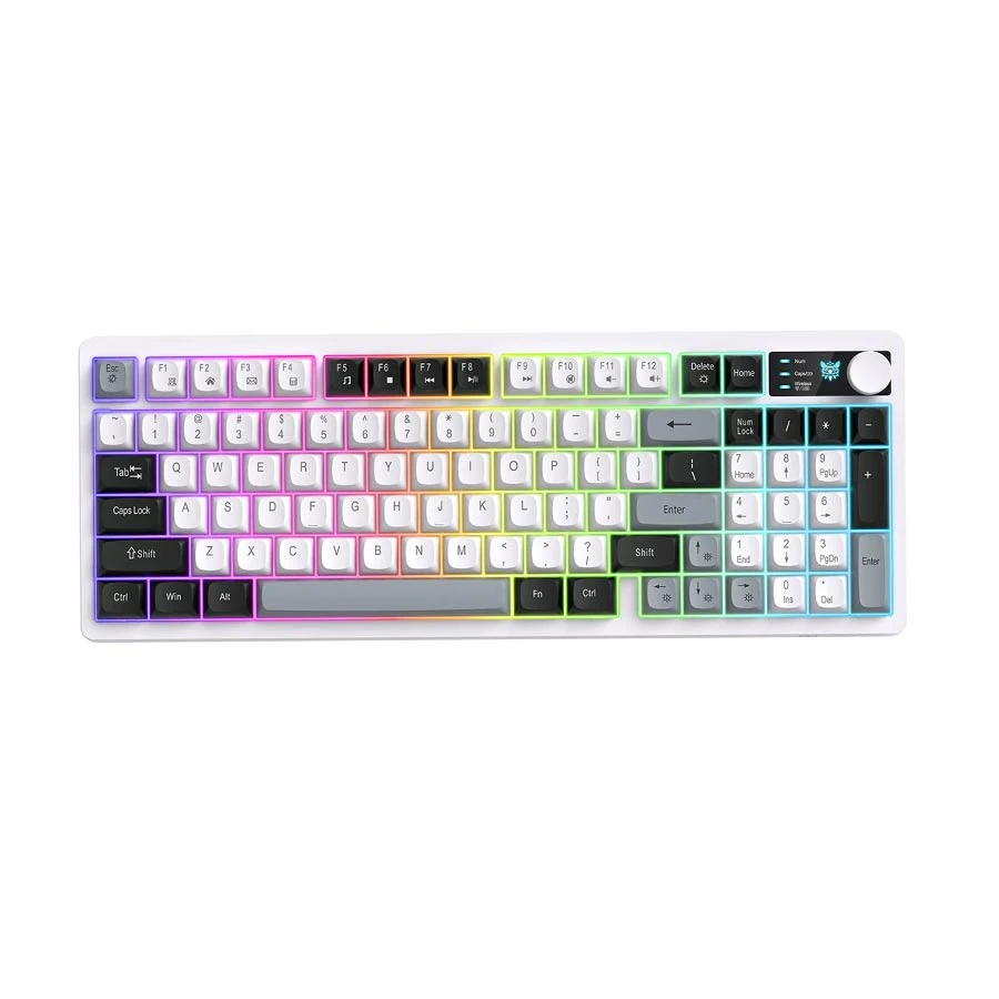 Onikuma MT902 RGB Tri-Mode White Gaming Keyboard