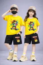 Kids' 200 GSM Drop Shoulder Tee and Pant Set, Sizes 2-3Y and 4-5Y