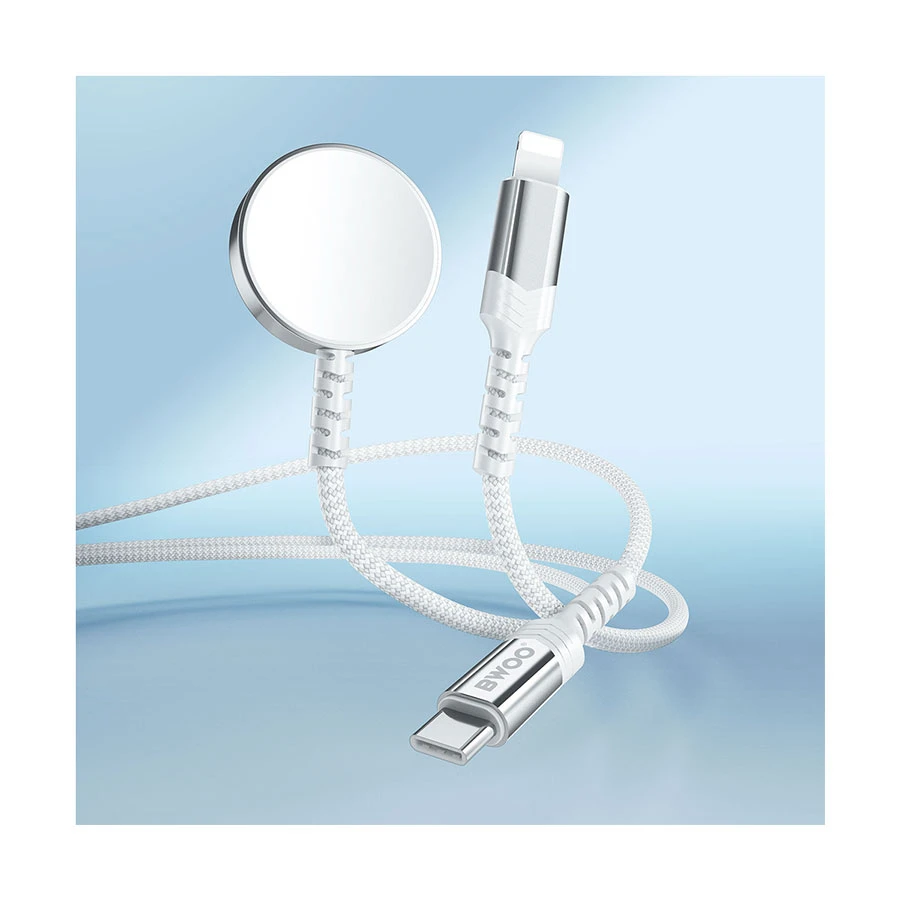 Bwoo BO-WL21 2 in 1 Magnetic Wireless Charger with Lightning, White