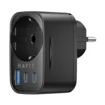 Havit UC142 GaN 30W 4-ইন-1 ট্রাভেল চার্জার, USB, ডুয়াল USB-C ও AC আউটলেট (ব্ল্যাক)