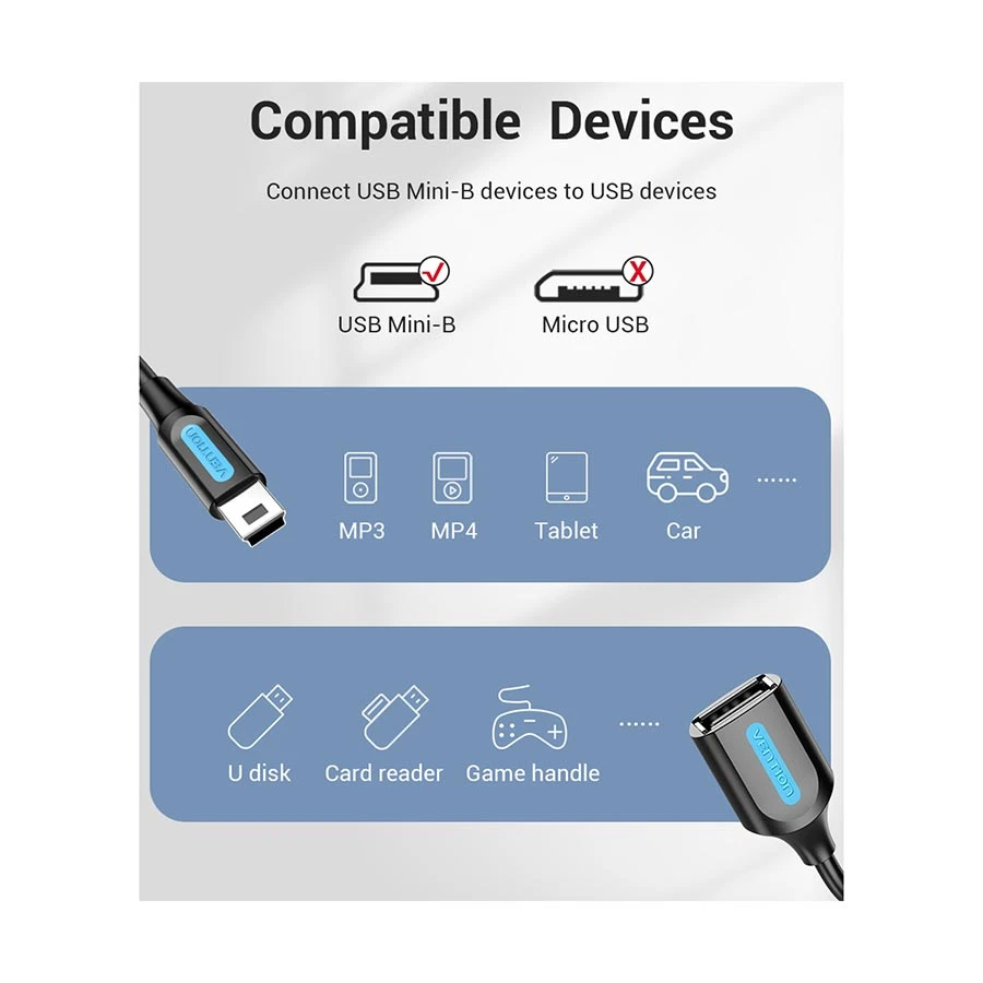 Vention CCTBB Micro USB Male to USB Female OTG Cable 0.15 Meter Black