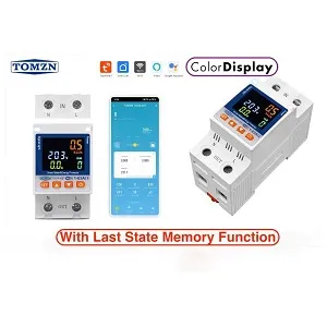 TOMZN TOVA-63T Wi-Fi সার্কিট ব্রেকার 63A, এনার্জি মিটার ও লিকেজ প্রোটেকশন – কালার ডিসপ্লে