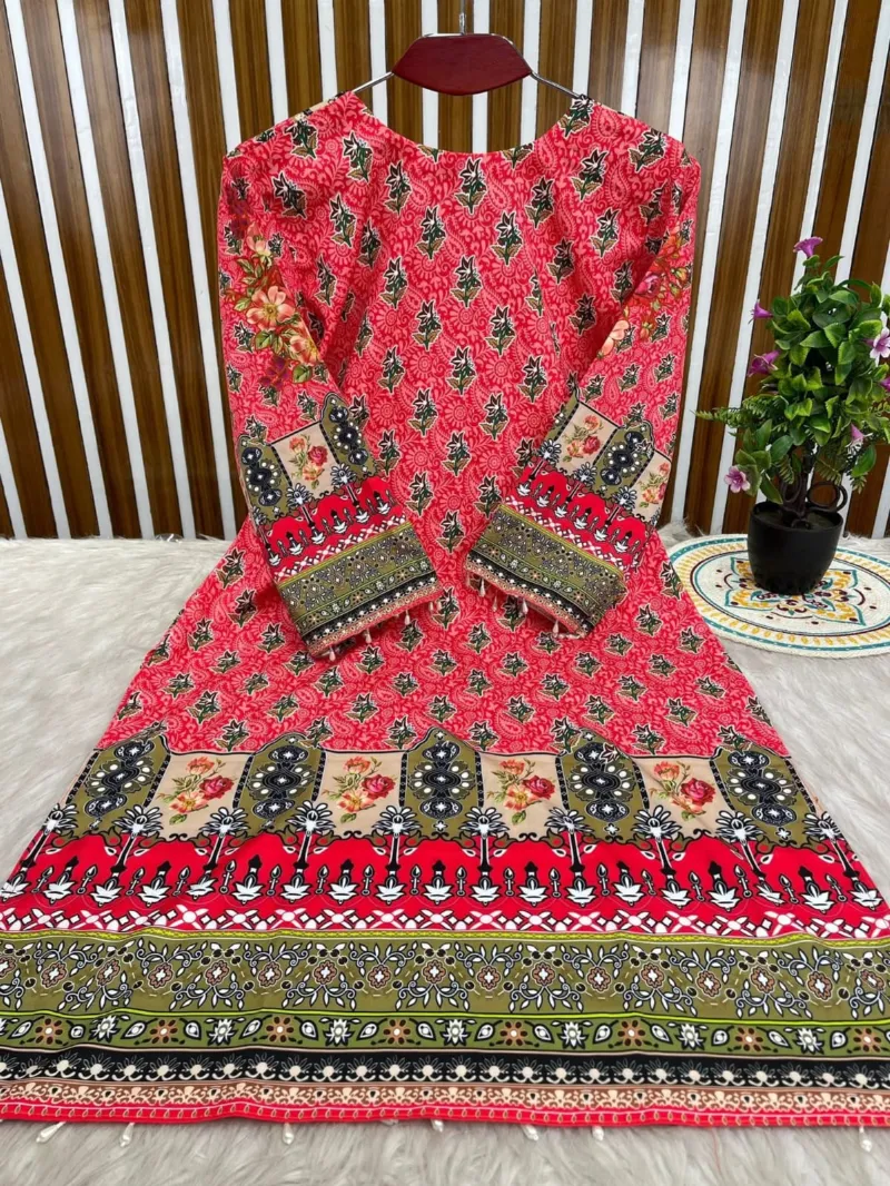 রেডিমেড মাইক্রো স্টিচ ডিজিটাল প্রিন্ট কামিজ, পান্ট ও ওড়না