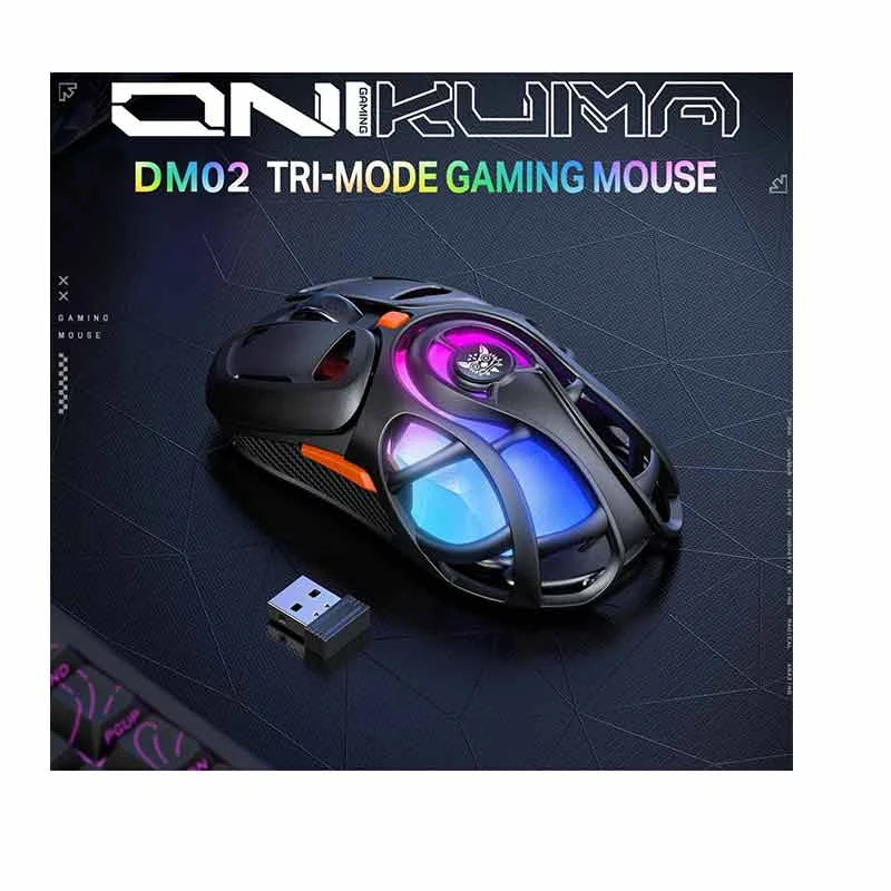 Onikuma DM02 Honeycomb RGB Tri-Mode Wireless Gaming Mouse Black
