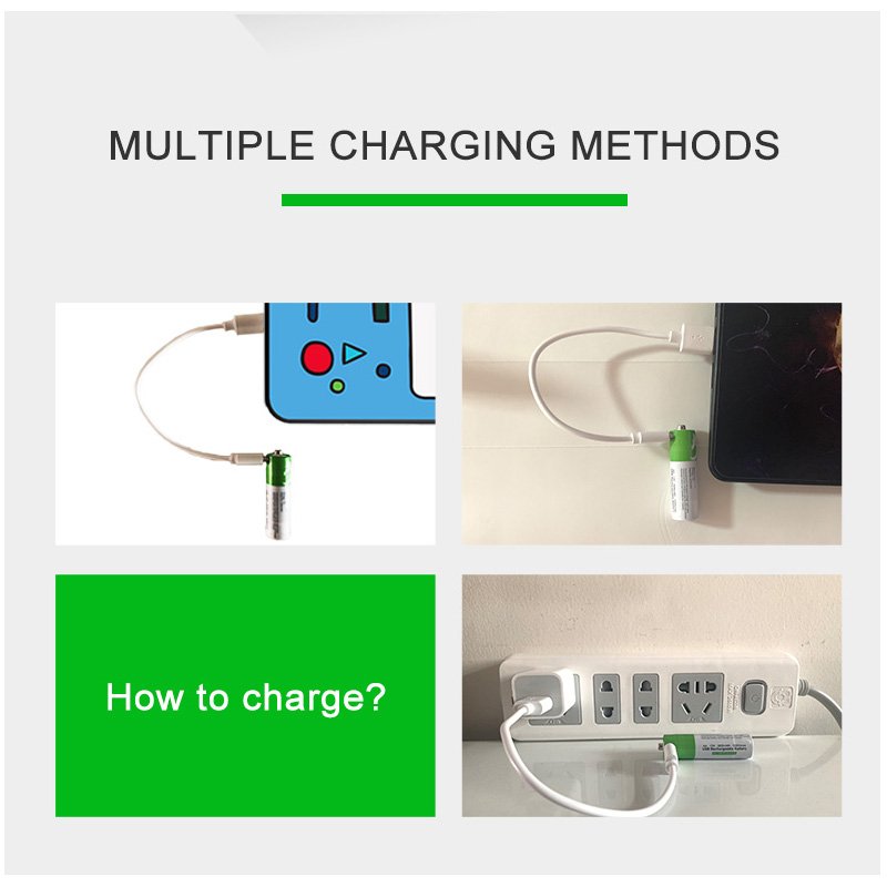 USB Type-C রিচার্জেবল AA ব্যাটারি 1.5V, ফাস্ট চার্জিং (4 পিস)