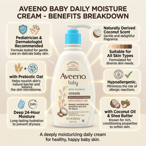Aveeno Baby Daily Moisture Cream  With Coconut Oil & Shea Butter 354ml (Canada)