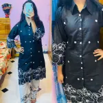 মেয়েদের TC কটন এমব্রয়ডারি কো-অর্ড সেট, লেজার কাট কাজ