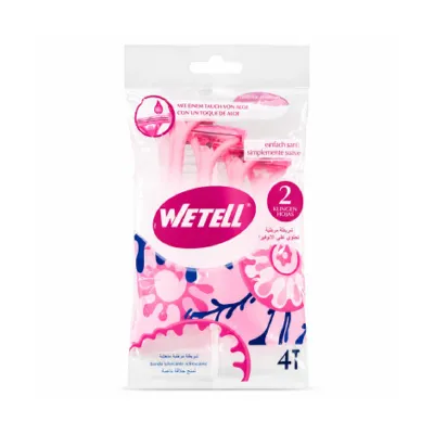 Wetell Simply Shaving টু-ব্লেড রেজর 4 পিস - গোলাপি