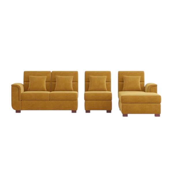 Regal PARIS কাঠের ডাবল সোফা SDC-365-3-1-20 (L শেপ সোফা সেট) ফ্যাব্রিক 2138