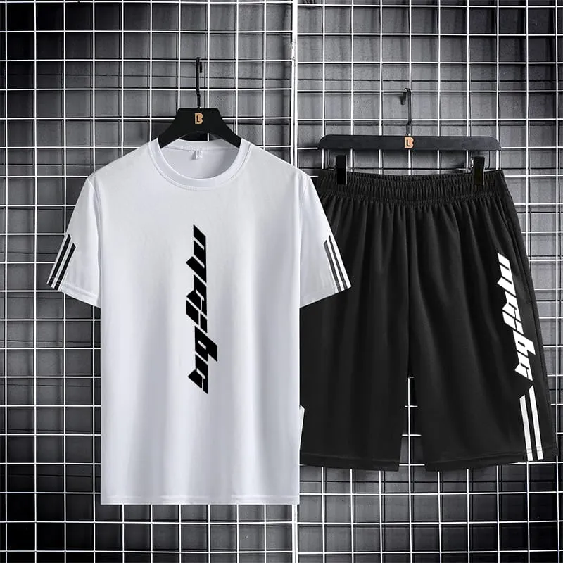 Men's Mesh T-Shirt with Short Pant, 160 GSM Two-Piece, 6 Colours