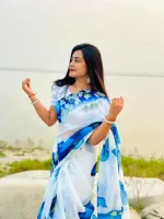 Multi-Colour Print Chanderi Silk Saree with Blouse Piece, 3 Colours