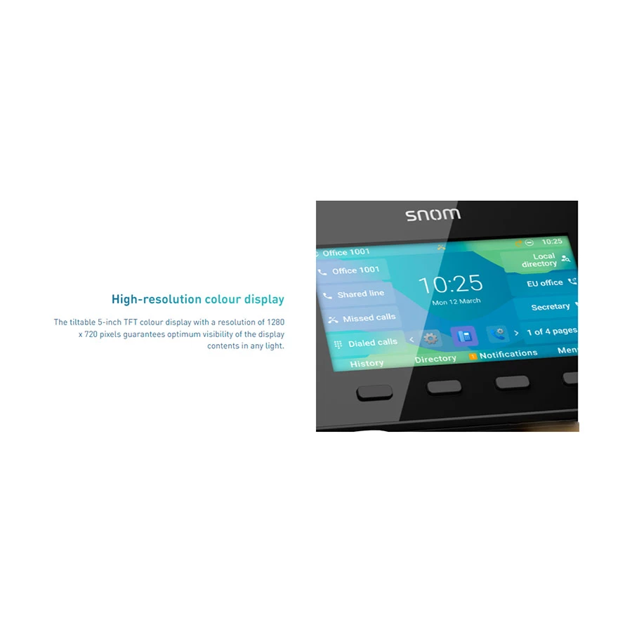 Snom D862 8-SIP PoE Desk IP Phone Set Black without Adapter