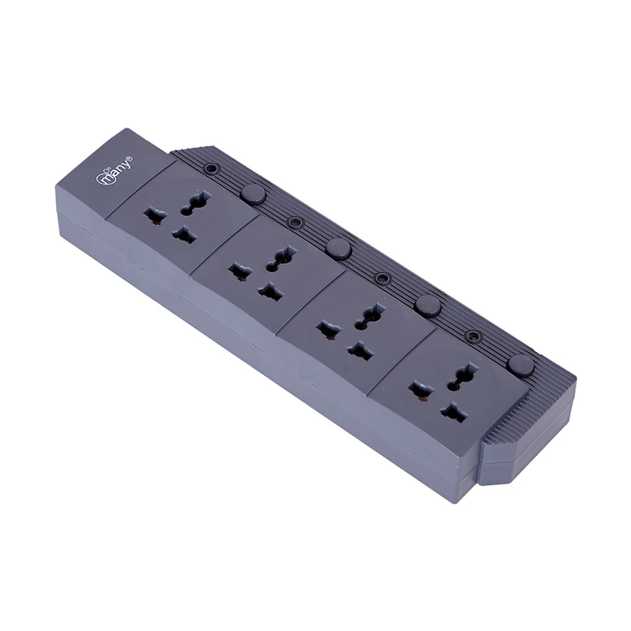 Many MTS-2040 2 Pin 4 Port Power Strip 3 Meter Black