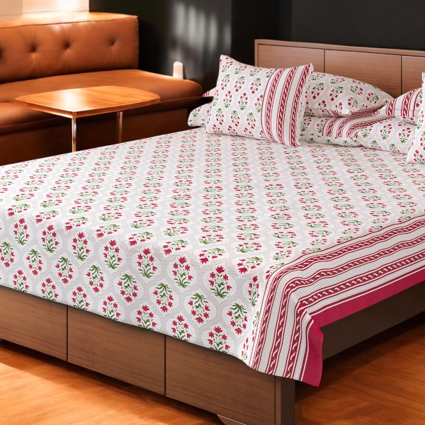 Regal Bed Sheet-303 (Five Flower-Magenta)