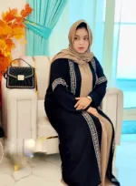 Embroidery Work Abaya Set, Lengths 50 to 58, 4 Colours