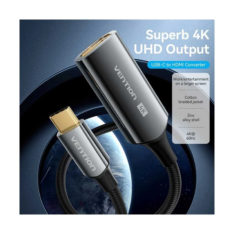 Vention CREBC USB-C to HDMI Female 4K Converter 0.25m Black