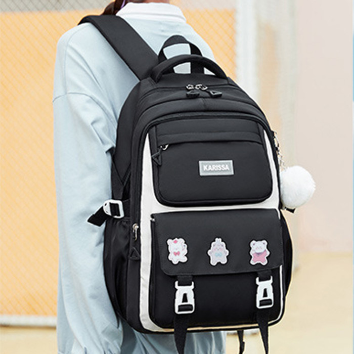 Cute KARISSA Kids Waterproof School Backpack - Black