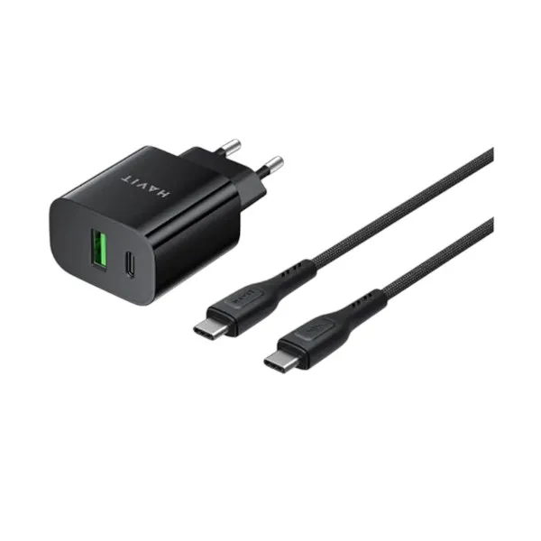 Havit ST926 USB ও USB-C 20W কালো চার্জার