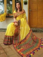 Screen Printed Half Silk Saree for Women, Saree Only