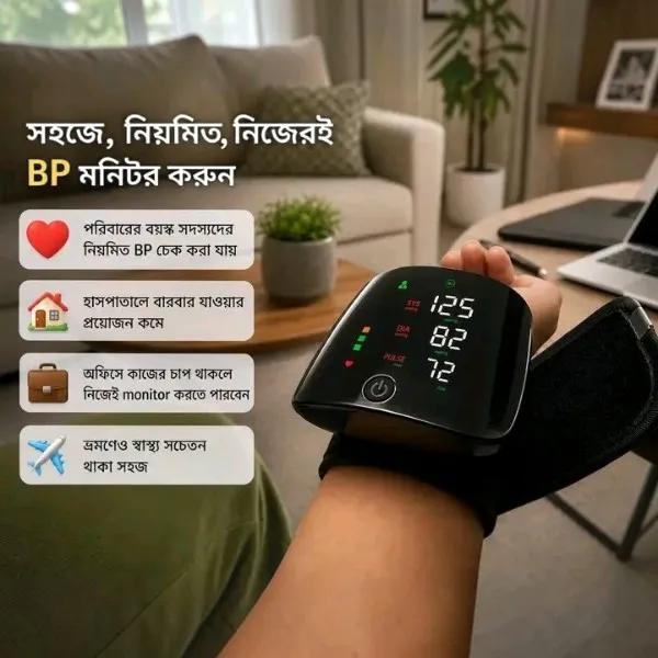 ডিজিটাল ব্লাড প্রেশার মেশিন – কবজির ইলেকট্রনিক স্ফিগমোম্যানোমিটার