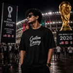 FIFA World Cup স্পেশাল কাস্টম ড্রপ শোল্ডার টি-শার্ট – কালো