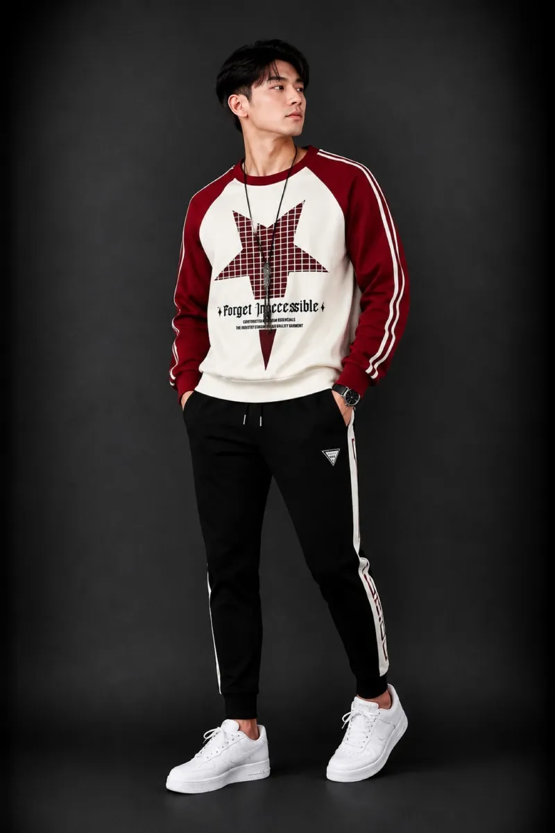 Men's Pure Cotton Full Sleeve T-Shirt and Trouser Set, 200 GSM