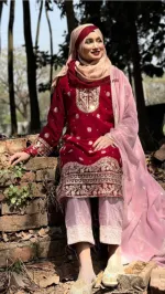 Sequin Embroidered Soft Georgette Three Piece, 5 Colours