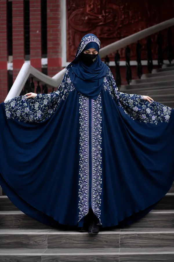Golap Kaftan Abaya with Hijab and Embroidery Work
