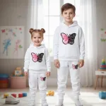 Baby Hoodie and Pant Set, One Side Brush, Sizes 1-2Y to 9-10Y