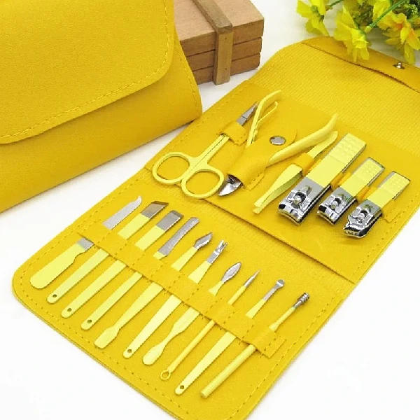 16Pcs Manicure Set Stainless Steel Nail Clippers Kit And Pedicure