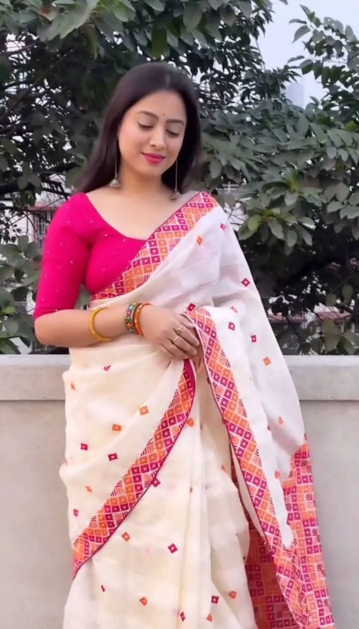 Light Resham Silk Saree with Screen Print, 6 Colour Choices