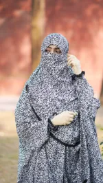 Women's Soft Linen Khimar Set with 30 Inch Niqab