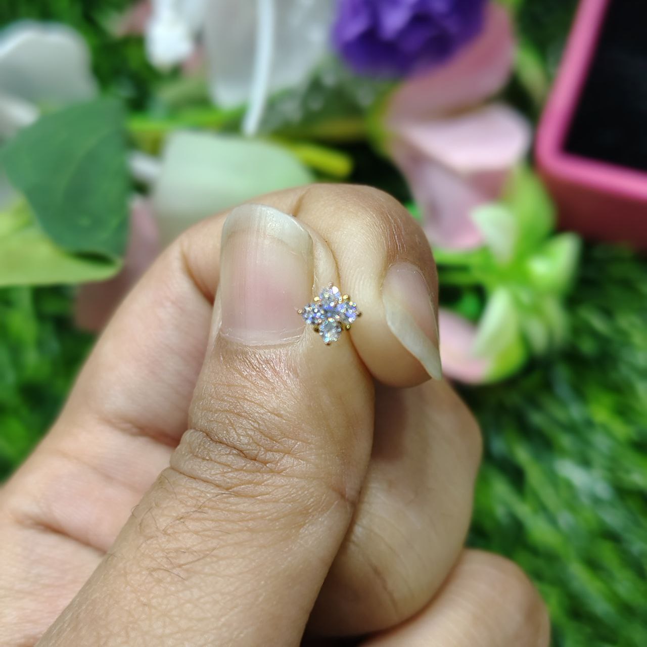 মেয়েদের ছোট ক্রিস্টাল চতুষ্কোণী নোজ পিন