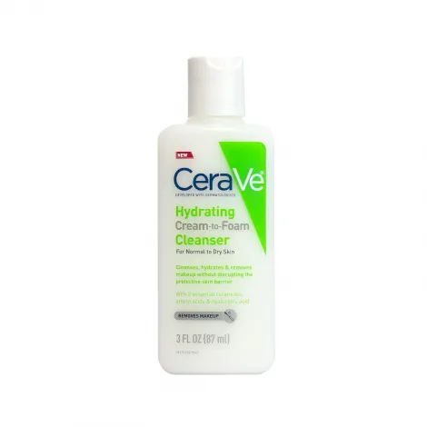 CeraVe Hydrating Cream To Foam ফেস ক্লেনজার, নরমাল-শুষ্ক ত্বকের জন্য 87ml